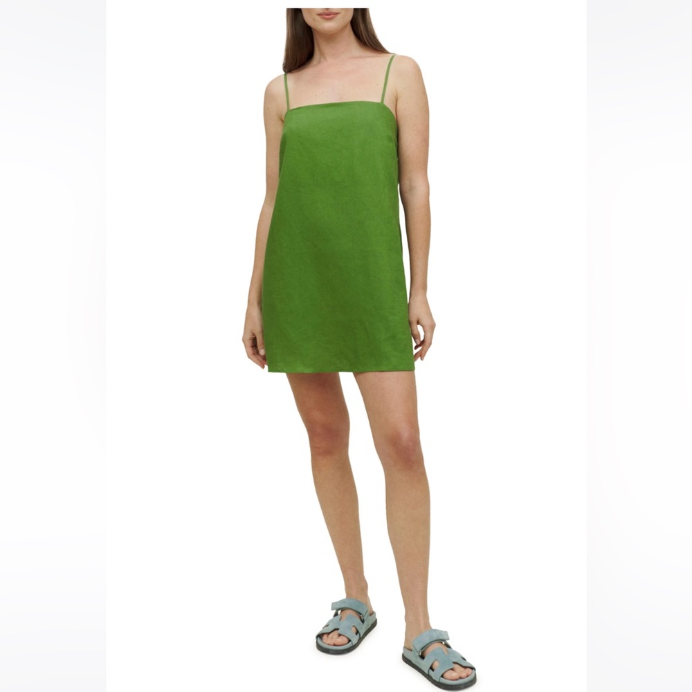 NWT Reformation PALM GREEN AUBREE LINEN MINI DRESS Size S